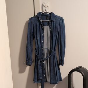 Guess Blue Denim Long Sleeve Dress